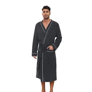 U2SKIIN Herren Bademantel Frottee 100% Baumwolle Sauna Bademantel weicher langer Bademäntel für Herren Kimono Morgenmantel Männer Nachtwäsche (Dunkelgrau Mel., XXL/3XL)