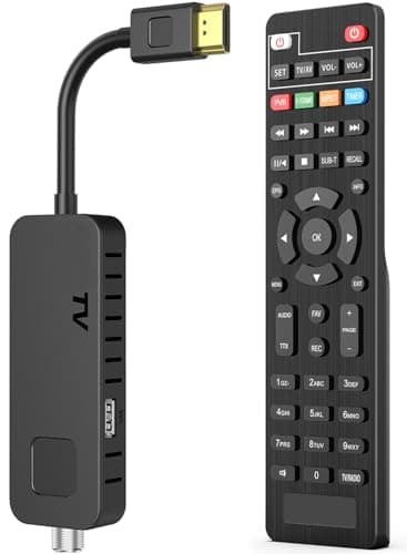 Dcolor DVB-S/S2 Sat Receiver - HDMI Full-HD 1080P Satelliten Receiver TV Stick [Versteckt Hinter TV] - USB2.0 Media Player und PVR-Rekorder [2in1 Fernbedienung] [Astra Hotbird Vorinstallation]