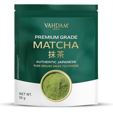VAHDAM, Premium Matcha-Grünteepulver - 50g | Aus Uji, Kyoto | Sanfter, ausgewogener Geschmack | Ideal für Tee, Lattes & Smoothies