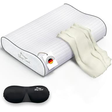 Sleep Good Nackenstützkissen Seitenschläfer & Rückenschläfer Kopfkissen - Orthopädisches Kissen gegen Nackenschmerzen - Memory Foam Kissen Höhenverstellbar - Seitenschläferkissen mit Bezug