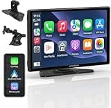 CarPlay Display, 9 Zoll kabelloses Apple CarPlay und Android Auto. Tragbarer, lichtempfindlicher Touchscreen, digitaler Media Receiver mit AirPlay, Google Assistant, GPS, FM und AUX