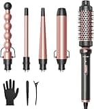 Wavytalk Lockenstab, 5-in-1 Lockenstäbe Set mit Lockenbürste und 4 austauschbaren Lockenwickler Keramikbeschichtung (13-32 mm), Erwärmung hitzebeständigem Handschuh and 2 Clips
