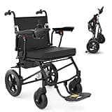 RehabRolls Elektrischer Rollstuhl Faltbar Leicht, Elektrische Rollstühle, 12KM Outdoor Elektrorollstuhl bis 120KG, Airline genehmigt,Leicht zu transportieren(Schwarz)