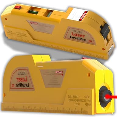 Retoo Laser-Wasserwaage 3-in-1 250 cm Maßband Stahl-Lineal 16 cm Vertikal Horizontal Multifunktionswerkzeug Heimwerken Renovierung Präzisionsmessung Gelb