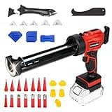Akku Kartuschenpresse Kompatibel für Makita Akku Silikonpistole 18V mit LED Licht 4 Geschwindigkeiten einstellbar, Kartuschenpistole für Abdichten, Spachteln (Rot + Gummidüse Werkzeug Kit)