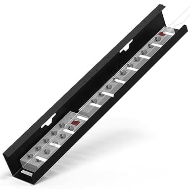 iVengo® XL Kabelkanal Schreibtisch TÜV-geprüft [2x50cm] für ideales Kabelmanagement - geräumige Kabelführung [2er Set] - robuste & smarte Kabelwanne - Schwarz