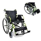 Mobiclinic®, Rollstuhl, Bolonia, Aluminium, Faltbar und leicht, Klappbare geteilte rückenlehne, Abnehmbare fußstütze, Armlehnen, Für erwachsene, Grün