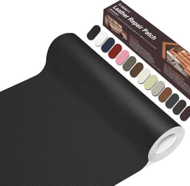RggEyy Leder Reparatur Set Schwarz, 20 x 100 cm Kunstleder Selbstklebend, Lederflicken Selbstklebend, Kunstleder Reparaturset, Leder Patch für Sofa, Möbel, Autositze, Jacken, Handtaschen.