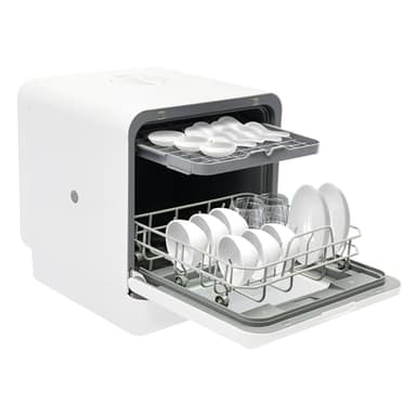 OUKANING Mini Geschirrspüler mit 4 Programmen (Standard/Intensiv/Schnell/Obst), Kompakter Tischgeschirrspüler, Freistehender Spülmaschine Tischspülmaschine 6L Wassertank für 4-6 Personen, Weiß Kleine