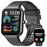Smartwatch Herren Damen, 1.96" Fitnessuhr mit Telefonfunktion, Smart Watch Fitness Tracker SpO2 Pulsuhr Schlafmonitor Schrittzähler Uhr 113+ Sportmodi Sportuhr IP68 Wasserdicht für Android iOS Schwarz