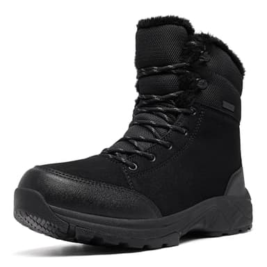 SHULOOK Winterschuhe Herren Wasserdicht Warm GefüTtert Rutschfest Winterstiefel Licht Outdoor Schneestiefel Geeignet für Camping, Freizeit, Wandern (Schwarz EU 45)