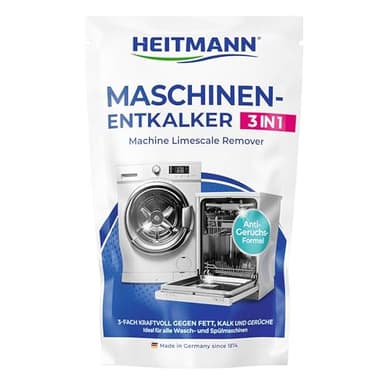 HEITMANN Maschinen-Entkalker 3in1 | Entfernt Kalk, Schmutz & Gerüche | Schonender Entkalker für Waschmaschinen & Geschirrspüler | Maschinenreiniger & Kalkreiniger in einem Produkt | 175 g