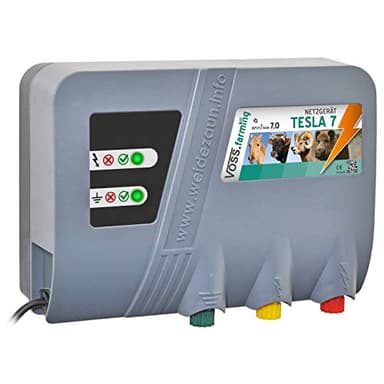 VOSS.farming Weidezaungerät Tesla 7-230V - Extra Power : 230V, 7 Joule, 10.000 Volt - für Lange Zäune, starker Bewuchs, sehr schlagstark