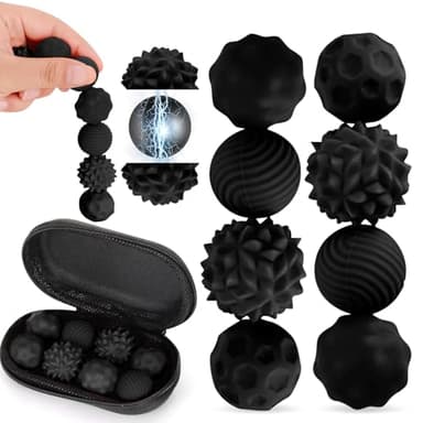 8 Stück Magnetische Fidget Toys, VICTERR Magnetische Sensorik Bälle, Anti-Stress Spielzeug aus Silikon, Fidget Bälle Magnetspiele Anti-Stress Spielzeug für Erwachsene Kinder Stressabbau Schwarz