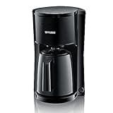 SEVERIN Filterkaffeemaschine mit Thermokanne, Kaffeemaschine für bis zu 8 Tassen, ansprechende Filtermaschine mit Isolierkanne, schwarz, 1 Liter, KA 9306