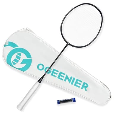 OGEENIER Badmintonschläger Graphit Leicht, Badminton Schläger Profi Carbon, Federballschläger Griffbänder rutschfest und Badmintonschläger mit Tasche