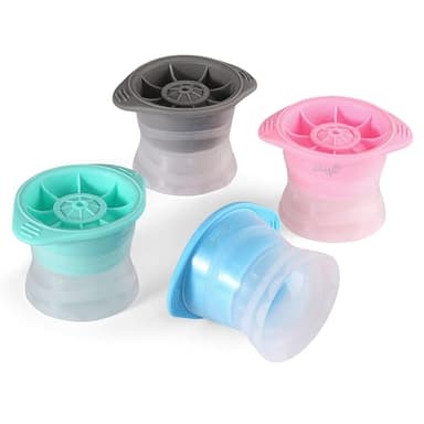 DasWas 4x XXL Eiswürfelform Rund 6 cm | Eiswürfelbehälter für perfekte Eiskugeln | Große Eiskugelform für Whiskey, Cocktails | Klare Eiswürfel Set