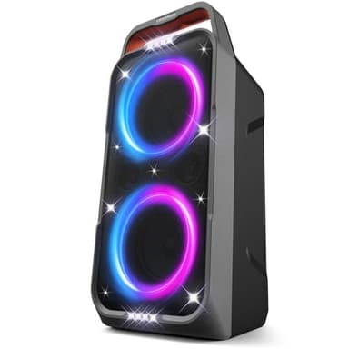 Foxdawn 240W Party Bluetooth Lautsprecher, lautem Stereosound, Musikbox Bluetooth Groß Partybox, Natür Super Bass,20H Akku, LED-Lichtshow, BT5.3, Speaker TF/AUX/MIC&GTR für Party, Backyard
