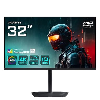 Gigabyte MO32U 31,5" OLED 4K UHD Gaming Monitor - 3840 x 2160, 165Hz, 0.03ms, 250 cd/m², Display HDR True Black 400, HDMI 2.1, DisplayPort 1.4