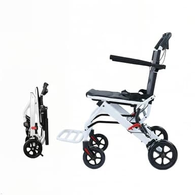 Ultraleichter Rollstuhl Faltbar (Nur 8,2kg) 100kg Belastbarkeit - Leichtgewichtiger Reiserollstuhl mit Sicherheitsgurt & Handbremse - Ideal für Senioren und Mobilitätseingeschränkte (Schwarz)