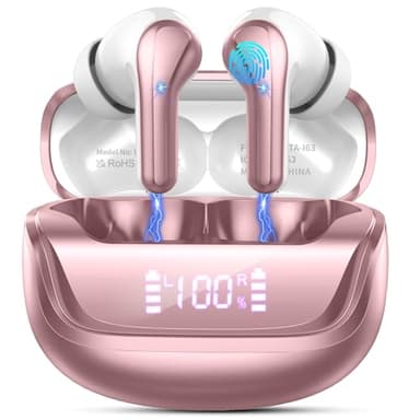 Nerunsa Bluetooth Kopfhörer, Kopfhörer Kabellos Bluetooth 5.4 HiFi Stereo, In Ear Kopfhörer mit 4 ENC Noise Cancelling Mics, IP7 Wasserdicht Ohrhörer, 50 Std Spielzeit Kabellose Kopfhörer