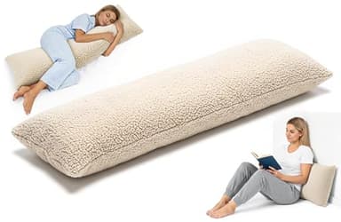 Seitenschläferkissen mit Bezug Teddy Plüsch Schwangerschaft Kissen 40 x 145 cm - Schwangerschaftskissen Body Pillow Kuschelkissen Lagerungskissen Stillkissen Schlafkissen für Seitenschläfer