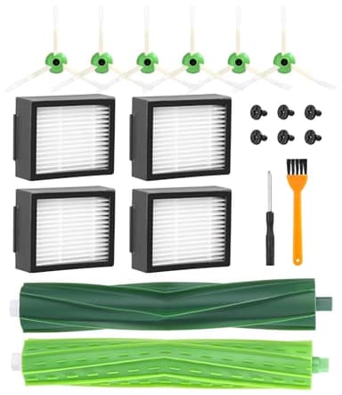 Jissta Bürsten Ersatzteile für iRobot Roomba E & I Serie i7 i7+ i3 i3+ i4+ i6 j7 j7+ E5 E6,Accessoires Zubehör Kompatible mit roomba,1 Gummibürsten,4 Hochleistungsfilter,6 Seitenbürsten