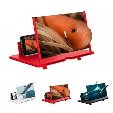 Bildschirmlupe für Smartphone - 2025 Verbesserter HD 3D Faltbarer Telefonbildschirmverstärker, tragbare 10-20 Zoll Smartphone-Lupe zum Ansehen von Filmen, Videos und Spielen (Rot, 30,5 cm)