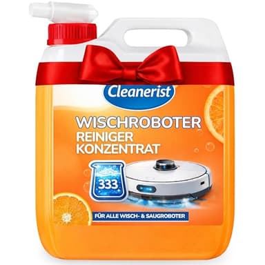 Cleanerist | 5L Wischroboter Reinigungsmittel mit Orangenduft [333 Füllungen] – 15ml auf 300ml Wasser – Universal Bodenreiniger für alle Modelle – 1:20 Konzentrat – Streifenfreie Sauberkeit