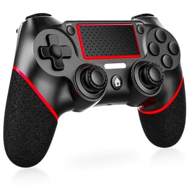 Holilo Wireless Controller für PS-4, Gamepad Joystick Replacement Controller Kompatibel mit PS4 Pro/Slim mit 6-Achsen Gyro/Dual Vibration Sensor/Hochpräzises Touchpanel/3,5mm Audiobuchse(Rot)