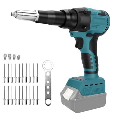 Akku Nietpistole kompatibel mit Makita 18V Akku, Bürstenlose Elektrische Nietzange mit LED Licht, 20 Nieten, 3 Adapter und Schlüssel, Tragbares Popnietenzange (ohne Akku)