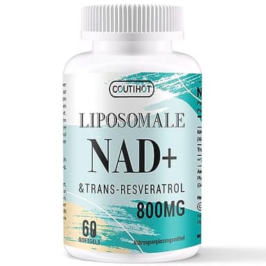 COUTIHOT Liposomales NAD+ mit Trans-Resveratrol | Hochdosiert 800 mg pro Portion | 60 Softgels – Liposomale Technologie für effiziente Aufnahme & Premium Reinheit (60 stück (1er Pack))