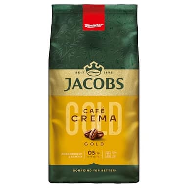 Jacobs Kaffeebohnen Café Crema Gold, vollmundig & fruchtig, geröstet in Bremen, Intensität 5/10, Kaffee ganze Bohnen, 1 kg
