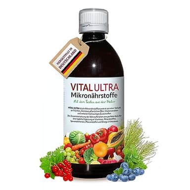 Vital Ultra - 480 ml - Mikronährstoffkonzentrat mit Vitaminen, Mineralien, Spurenelementen, Pflanzenstoffen und Omega-3-Fettsäuren - flüssiges Lebensmittel aus über 70 Zutaten mit bis zu 60 Portionen