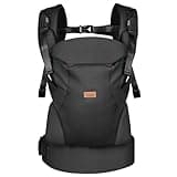 CUBY Babytrage Neugeborene ab Geburt, 4-in-1 Magnetische Babytrage mit Schnappverschluss mit Sabberlätzchen Einstellbare atmungsaktive Kopf-Nacken-Stütze Baby-Tragetuch Tragetasche, Kleinkind-Rucksack