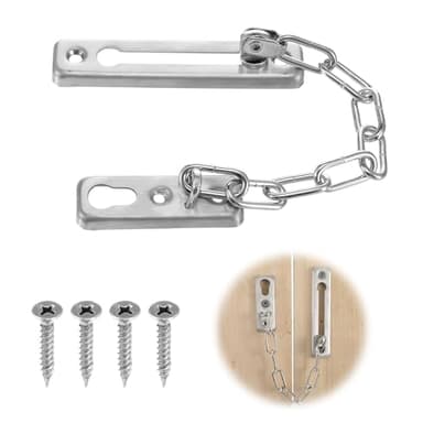 DOPENSPI Tür Sicherheitskette,Türkette Edelstahl mit Schrauben Hauthülle Die Diebstahlsicherungskette mit Hauthülle Türsicherheitskette Türkettenschloss Türsicherung Kettenschloss für Türen Fenster