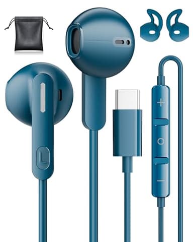 USB C Kopfhörer mit Kabel für Samsung Galaxy S24 S23 S22 S25 Ultra S21 A55 A56 A16 A54 5G In-Ear USB C Headset mit Mikrofon Kopfhörer USBC für iPhone 17 16 15 Pro Max Air Pixel 9 8 Xiaomi 14