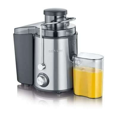 SEVERIN Entsafter, geräuscharme Saftmaschine für vitaminreiche Obst- und Gemüsesäfte, elektrische Saftpresse aus Edelstahl, 500 ml Auffangbehälter, ‎400 W, 21 x 30 x 31 cm, schwarz/Edelstahl ES 3566