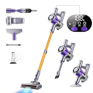 Akku Staubsauger, 40000Pa/450W Staubsauger Kabellos mit Smart Display Bis zu 50 Minuten Laufzeit Cordless Vacuum Cleaner mit Automatikmodus&Anti-Verhedderung-Bürste für Teppich Hartboden und Tierhaare