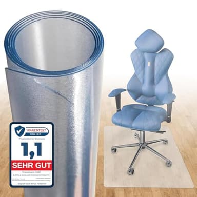 Björn&Schiller Bodenschutzmatte, rutschfeste Bürostuhlunterlage, Bodenmatte, Kratzfeste Stuhlunterlage, Schutzmatte, Unterlage für Bürostühle (Transparent, 100 x 120 cm)