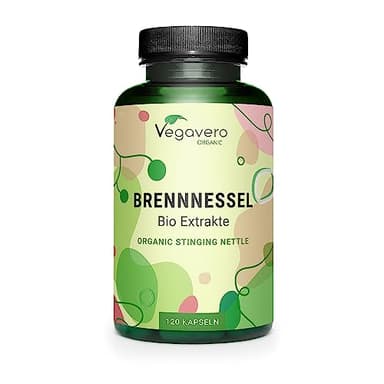 Bio Brennnessel Kapseln hochdosiert | 100% Rohstoffe aus Europa | 900 mg Extrakt aus Wurzel + Blatt | Laborgeprüft | 120 Stück | Vegan und ohne Zusatzstoffe | Deutsche Produktion von Vegavero