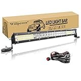 Willpower Led Arbeitsscheinwerfer Bar Traktor 20 Zoll 180W + Magnet Halterungen + Kabelbaum Led Scheinwerfer 12V 24V Zusatzscheinwerfer IP67 Wasserdicht LED Light bar für Offroad Auto LKW 4x4 ATV