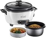 Russell Hobbs Reiskocher klein [medium] 0,8l inkl. Dampfgarer -Einsatz (Warmhaltefunktion, antihaftbeschichteter Gartopf, Reislöffel & Messbecher, Schongarer für Gemüse & Fisch etc.) 27030-56