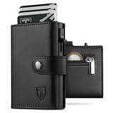 TEEHON Geldbörse Herren RFID Blocking Kunstleder, Portmonee Herren mit 5 Kartenetui, Geldbeutel mit Geldscheinfach, Münztasche & ID-Fenster Knopfverschluss - Schwarz