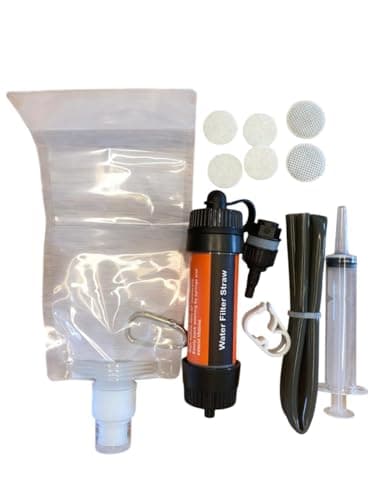 Outdoor Wasserfilter 8000L – 7-in-1 Trinkwasserfilter Set für Camping, Wandern, Notfall & Prepper – Survival Ausrüstung mit Flasche, Schlauch, Tasche