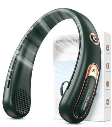 Nackenventilator, 3 Stufen Leise und Leistungsstark Bladeless Halsventilator mit LED-Anzeige, 4000mAh Akku Ventilator USB Aufladbar für 15H, Freihändige Leicht Ventilator Tragbarer für Küche,Unterwegs