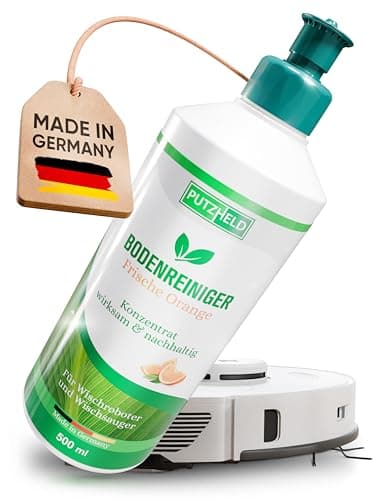 PUTZHELD Wischroboter Reinigungsmittel BIO • Bodenreiniger für Wischroboter und Saugwischer • Dermatologisch getestet "sehr gut" • Reinigungsmittel für Saugwischer vegan und frei von Tierversuchen