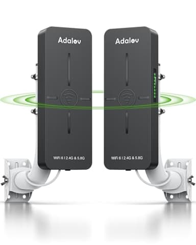 AdaLov CPE882 WiFi 6 WLAN-Bridge Outdoor, 2,4/5,8 GHz Gigabit Wireless Bridge,MU-MIMO WPA3-PSK Sicherheit, 5 km Punkt-zu-Punkt Netzwerkverlängerung für Kamera/Laden/Gerätehaus/Scheune,Wasserdicht,PoE