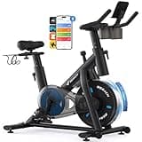 MERACH Heimtrainer Fahrrad mit Magnetischem Widerstand, Leises Bremsbelag/Hometrainer Fahrrad mit Verbessertem LCD-Monitor, Spinning Bike Indoor mit Hantelrack, Tablet-Halter, Eigener App, Bis 136KG