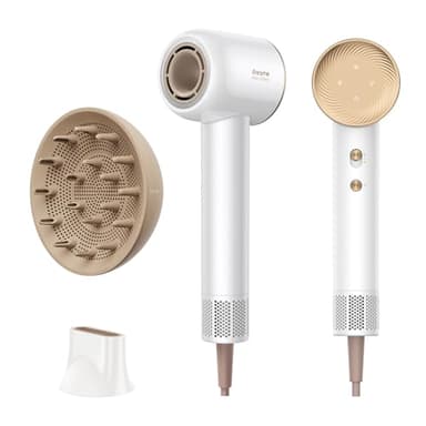 DREAME Hair Glory Combo Haartrockner,Trocknet schnell,110.000 Umdrehungen pro Minute,Luftstrom70m/s,Negativ-Ionen-Technologie,Temperatur-und Luftgeschwindigkeitsregelung,Düse Diffusor,Geräuscharm,Weiß